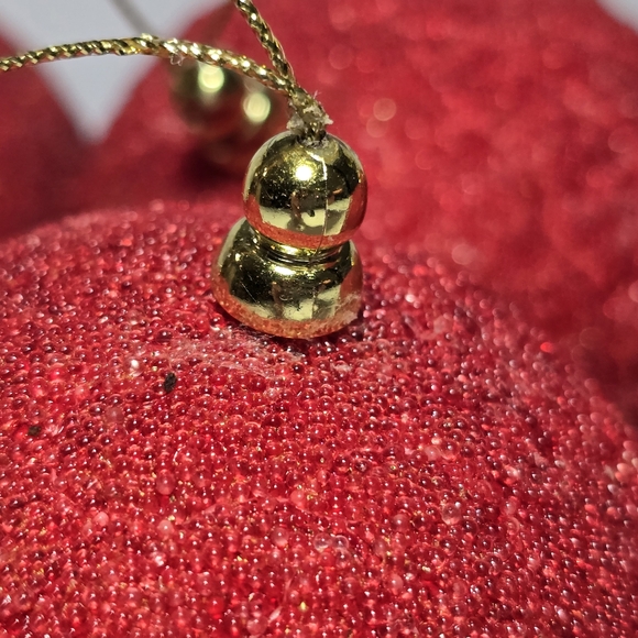 Dillards Trimmings Christmas Ornaments Red Glitter Set of 6 Round Balls, - Picture 4 of 7